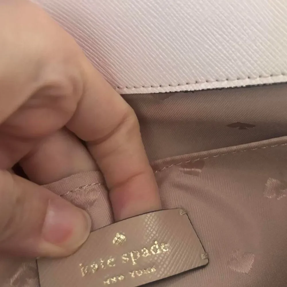 Kate Spade Pink/Taupe and White Bag With Black Straps Button Closure Crossbody